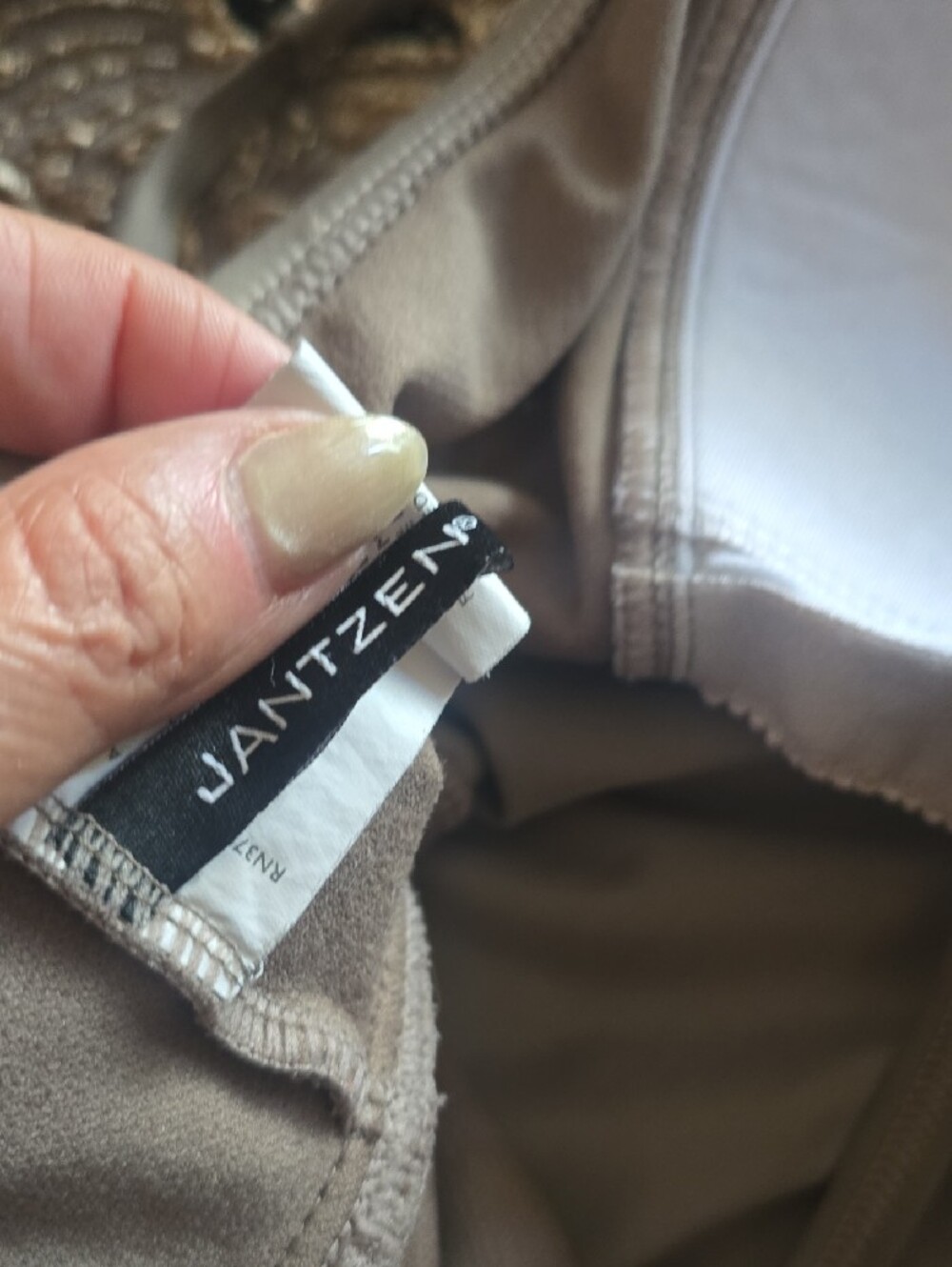Jantzen Taupe Swim Dress with Built-In Support - Picture 5 of 6